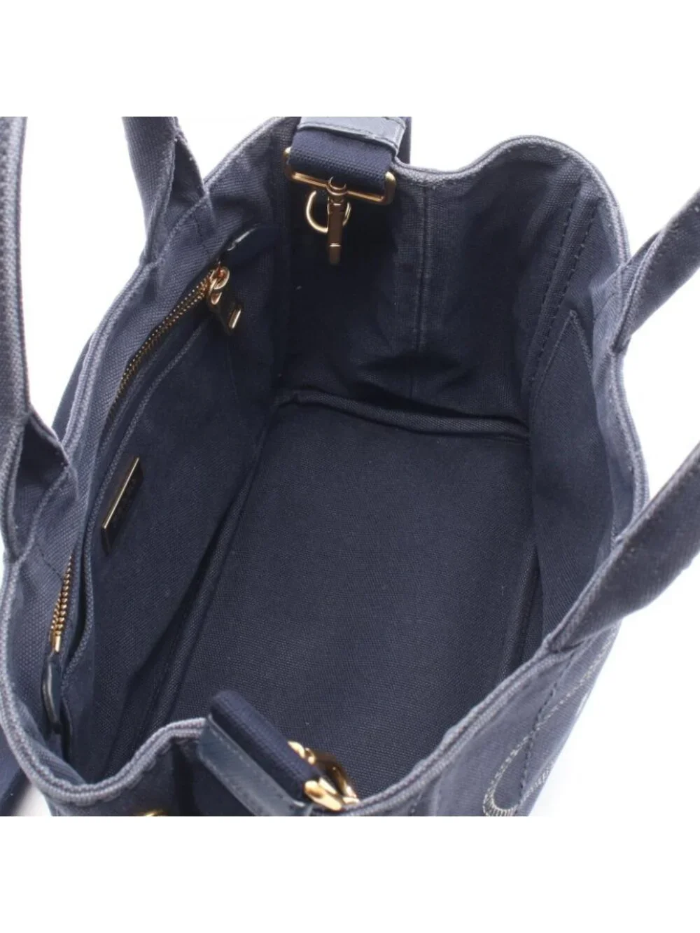 Prada Tote Bag Canapa 2-Way Navy Caviar Leather